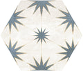 Antique Hex Blue décor tile from The Tile Distro