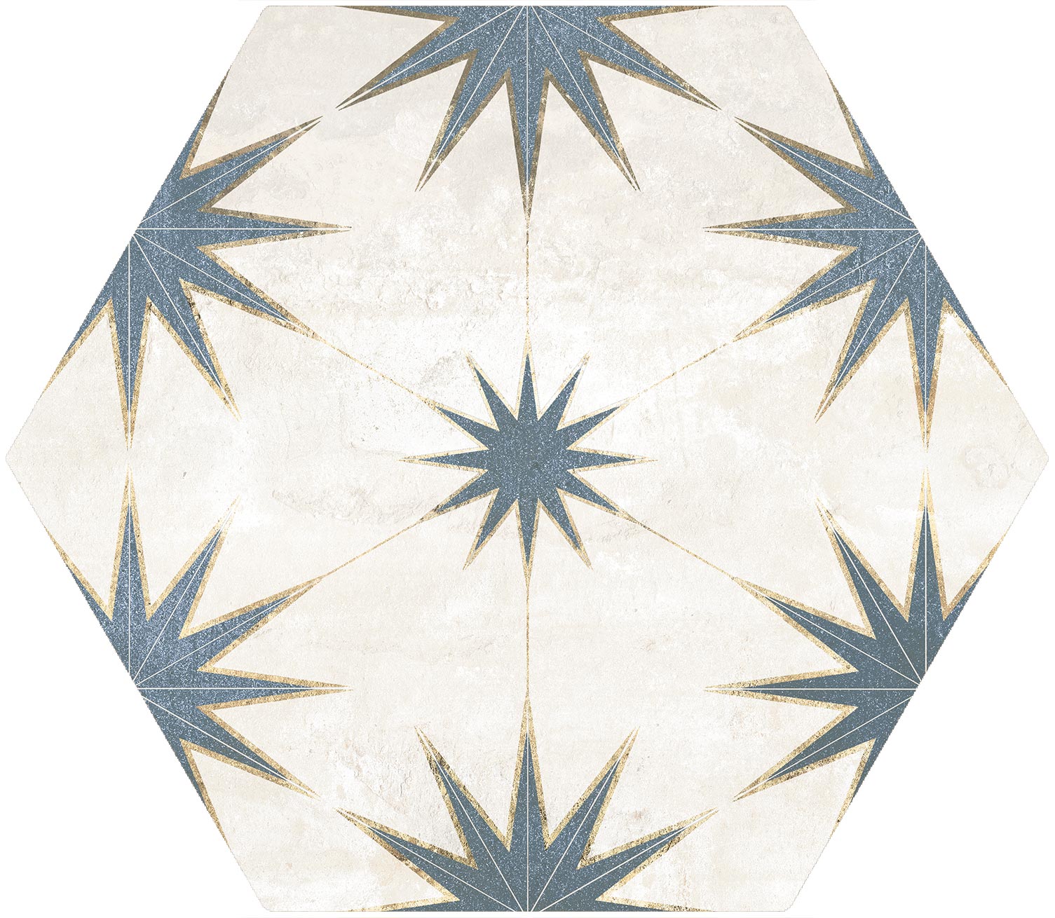 Antique Hex Blue décor tile from The Tile Distro