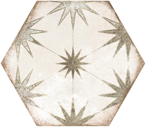 Antique Hex Taupe Décor tile from The Tile Distro